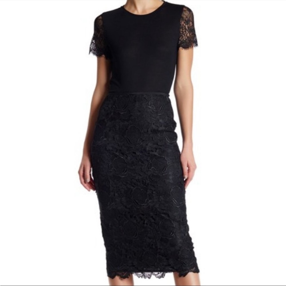 Ted Baker London Black Lace Midi Skirt